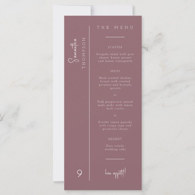 Merci Mariage Dusty Purple Boho Menu (Devant)
