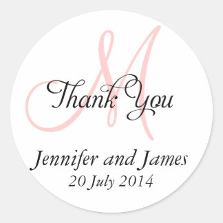 Merci Mariage Faveur Stickers Monogramme rose