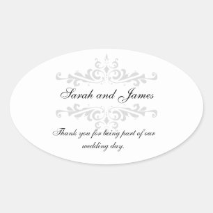 Merci Mariage Favoriser Sticker Gris Blanc