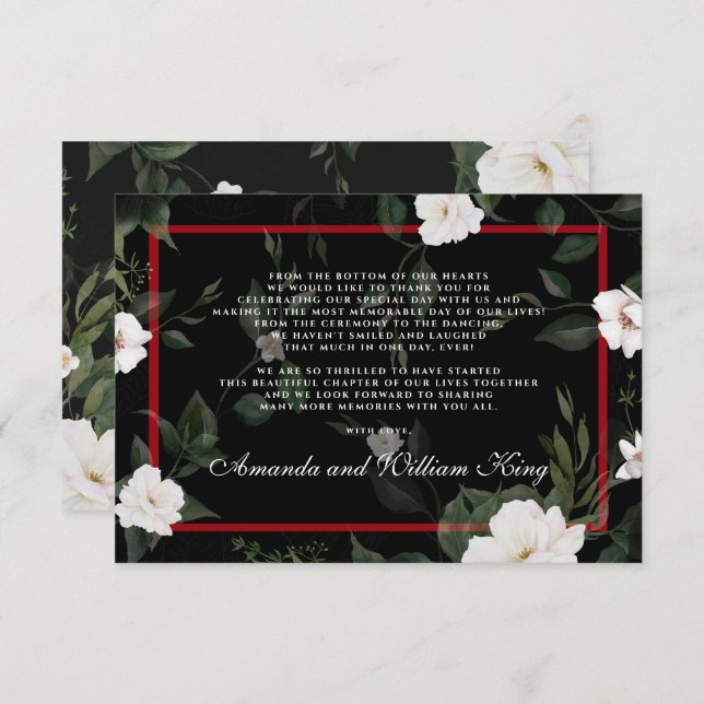 Merci Mariage floral noir et rouge (Devant / Derrière)