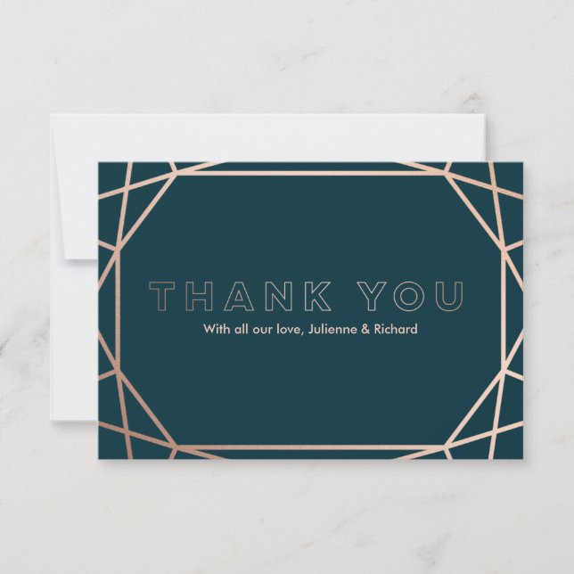 Merci Mariage géométrique moderne en forme de diam (Devant)