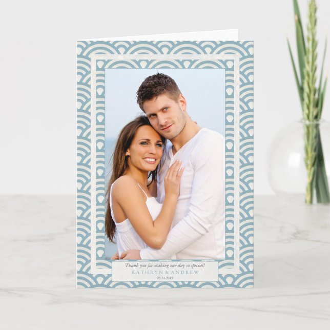 Merci Mariage japonais Seigaiha/texte personnalisé (Devant)