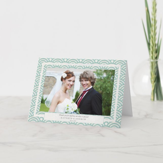 Merci Mariage japonais Seigaiha/texte personnalisé (Devant)