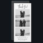 Merci Mariage magnétique moderne de la bande photo<br><div class="desc">Express votre gratitude dans le style avec notre Carte de remerciements de Mariage magnétique moderne Photo Strip. parfait pour présenter vos moments préférés de votre journée spéciale, la carte combine un script élégant et des polices sans-serif propres pour une touche moderne et chaleureuse. Son support magnétique assure qu'il devient un...</div>