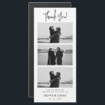 Merci Mariage magnétique moderne de la bande photo<br><div class="desc">Express votre gratitude dans le style avec notre Carte de remerciements de Mariage magnétique moderne Photo Strip. parfait pour présenter vos moments préférés de votre journée spéciale, la carte combine un script élégant et des polices sans-serif propres pour une touche moderne et chaleureuse. Son support magnétique assure qu'il devient un...</div>