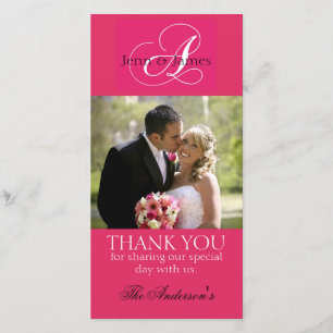 Merci mariage mariée Cartes photos Fuchsia