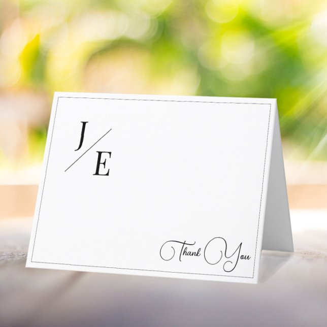 Merci Mariage monogramme minimal | BLANCHE (Minimalist Monogram Wedding Thank You Card | White)