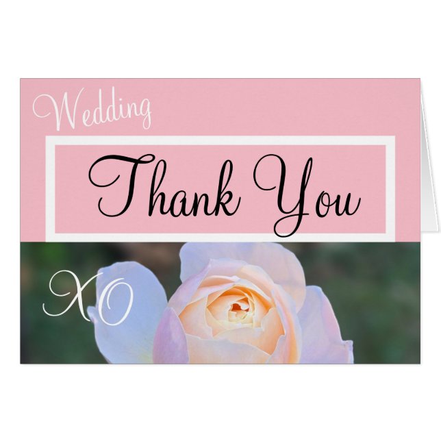 Merci mariage Monogramme Pastel Rose rose (Devant horizontal)