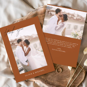 Merci Mariage orange brûlé photo minimaliste