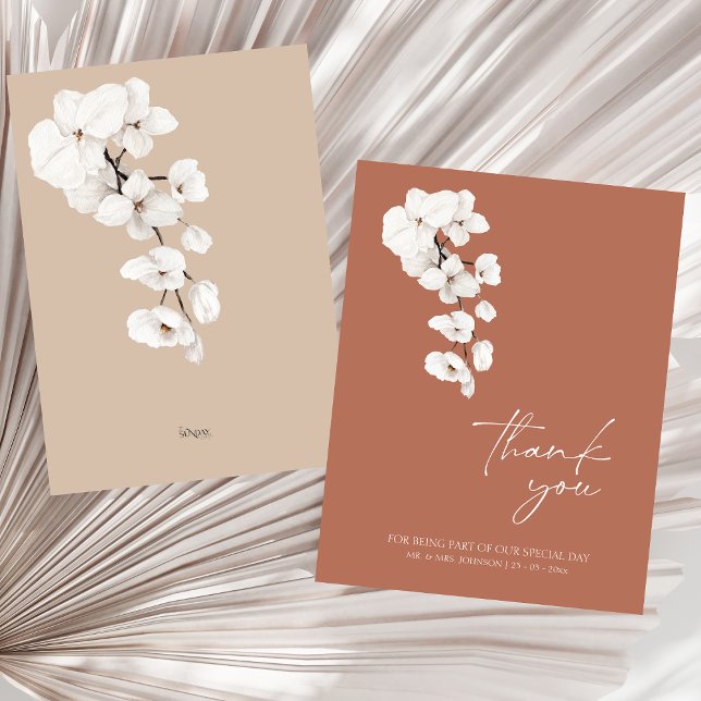 Merci Mariage orchidée en terre cuite moderne (Modern Terracotta Orchids Wedding Thank You Card)