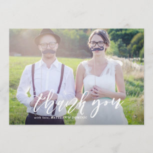 Merci Mariage photo à lettres main blanche