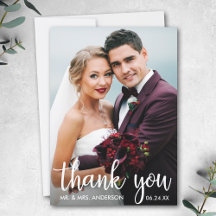 Merci Mariage Photo Modern Script Card