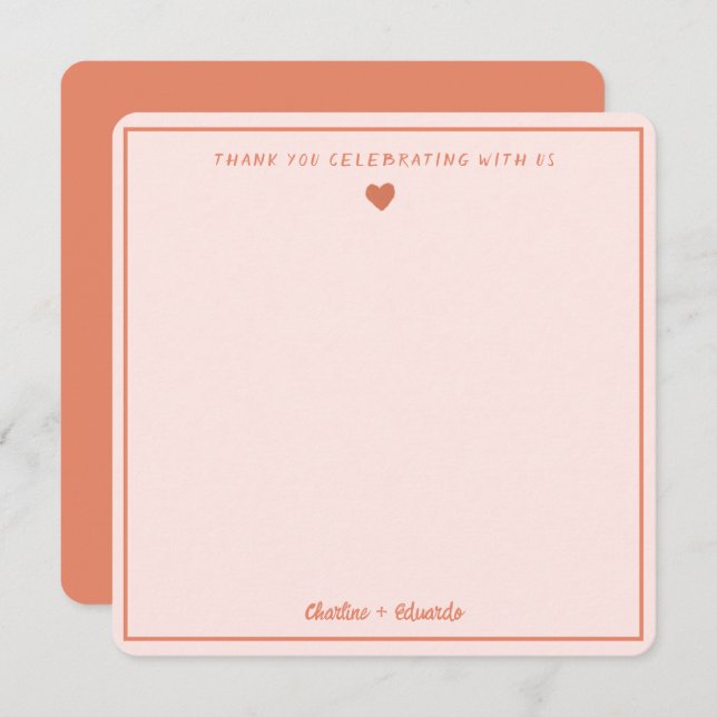 Merci Mariage Rétro rose&rouge écriture manuscrite (Devant / Derrière)