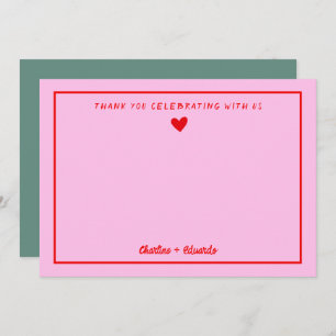 Merci Mariage Rétro rose&rouge écriture manuscrite