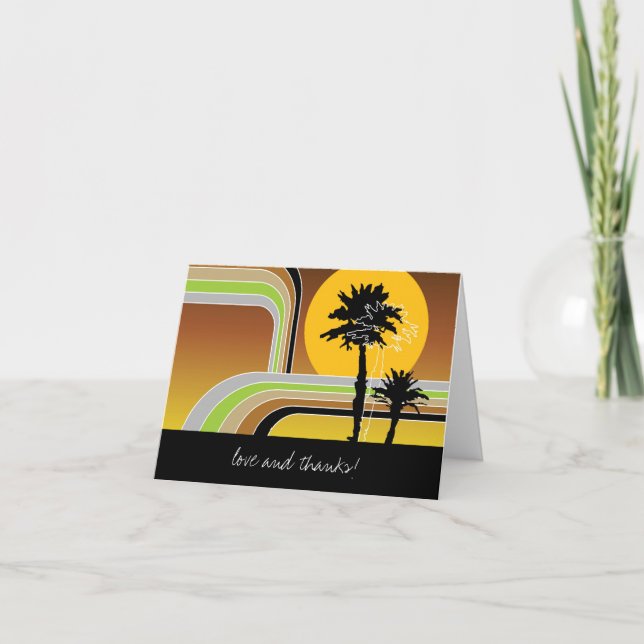 Merci Mariage rétro Sunset Tropical Palm Trees (Devant)