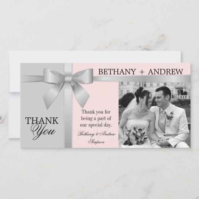 Merci Mariage rose gris argenté (Devant)