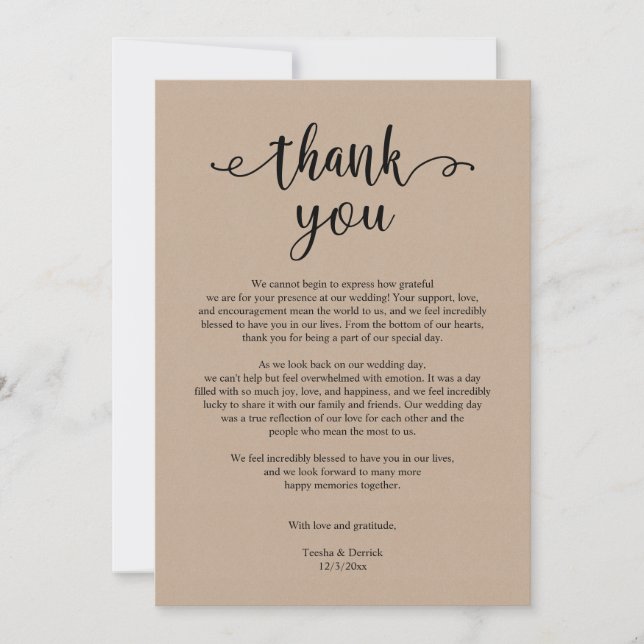 Merci Mariage Rustique moderne, carte Kraft Brown (Devant)