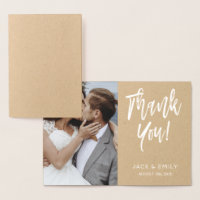 Merci Mariage Silver Foil Carte photo
