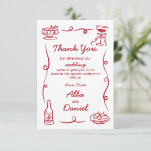 Merci Mariage Whimsical main tiré rouge