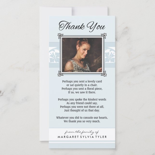 Merci Mémorial Bleu clair et Carte photo blanc (Devant)