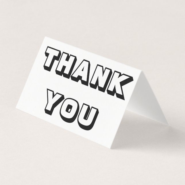 Merci, Merci, carte pliée en noir blanc (Front)