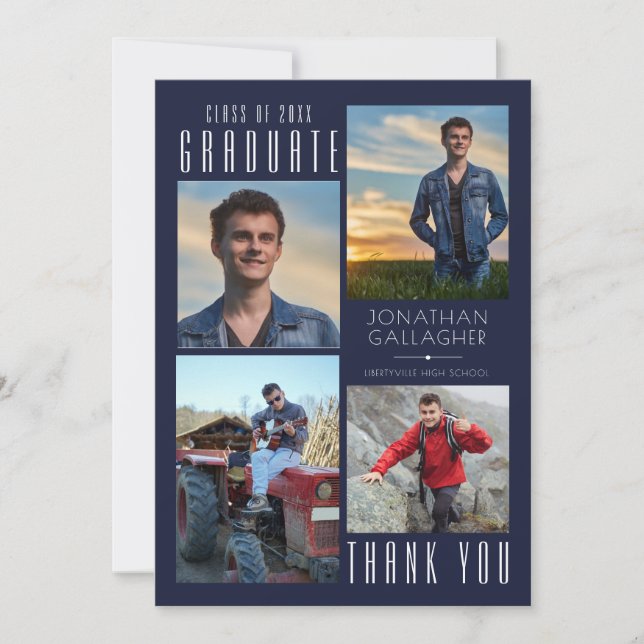 Merci minimal à pointe mince Quatre photos Marine (Devant)