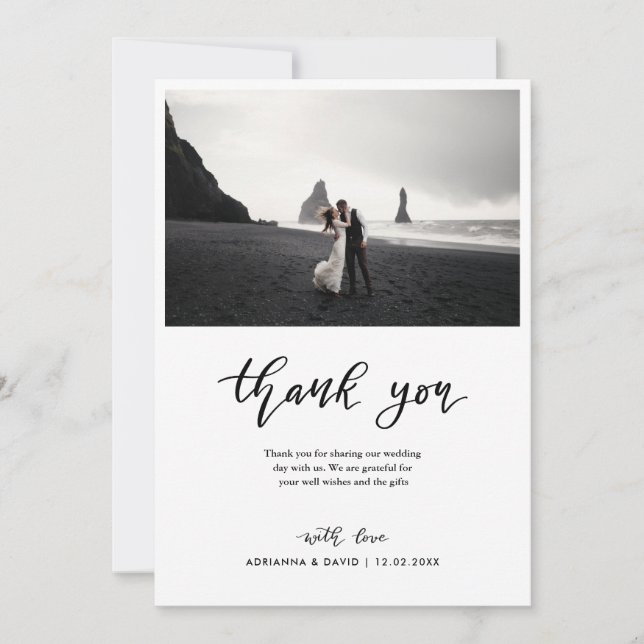 Merci minimal script Mariage Couple photo (Devant)