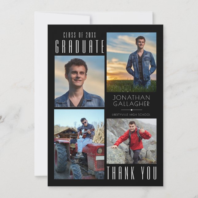 Merci minimum lisse GRADUATE Quatre photos noir (Devant)