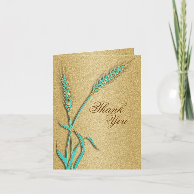 "Merci" modèle de mariage or aqua (Devant)