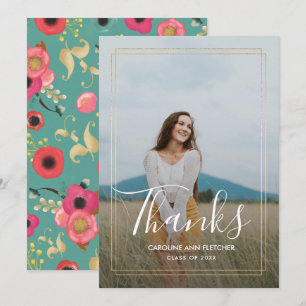 Merci moderne Floral Graduation Carte photo
