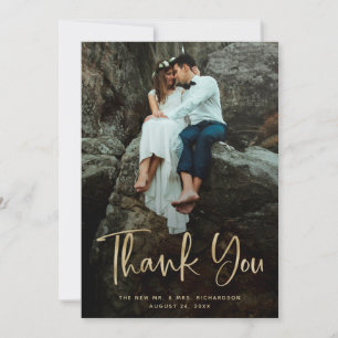 Merci moderne   Script en or Faux et photo Mariage