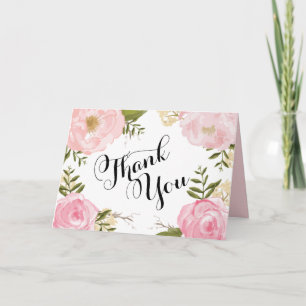 Merci moderne vintage rose floral de mariage