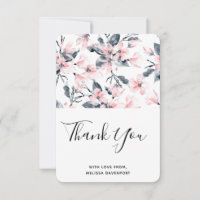 Merci Motif rose et gris en aquarelle