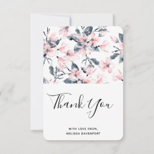 Merci Motif rose et gris en aquarelle