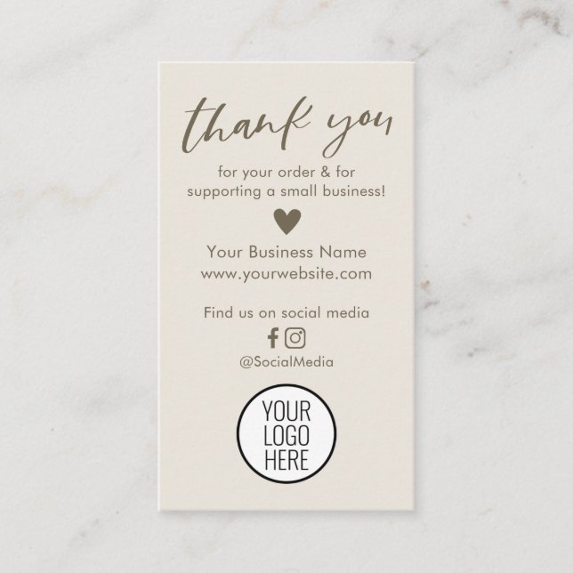 Merci Neutre Moderne Pour Vos Cartes De Commande (Devant)