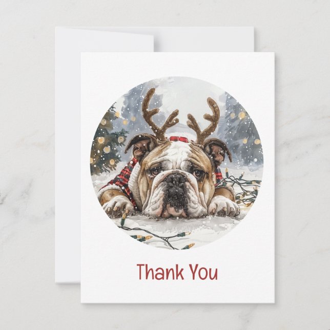 Merci Noël Anglais Bulldog Reindeer (Devant)