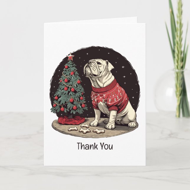 Merci Noël Anglais Chien de Noël Arbre (Devant)