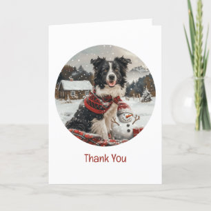 Merci Noël Bordure Collie Chien Snowman