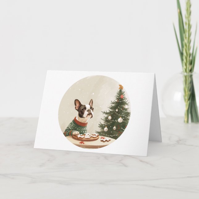 Merci Noël Boston Terrier Chien (Devant)