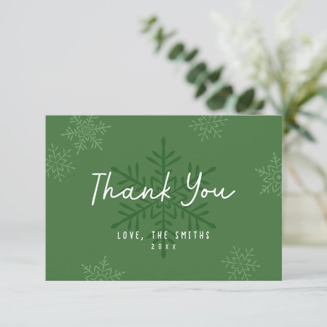 Merci Noël Flocon de Neige Écriture Simple Verte (Debout devant)