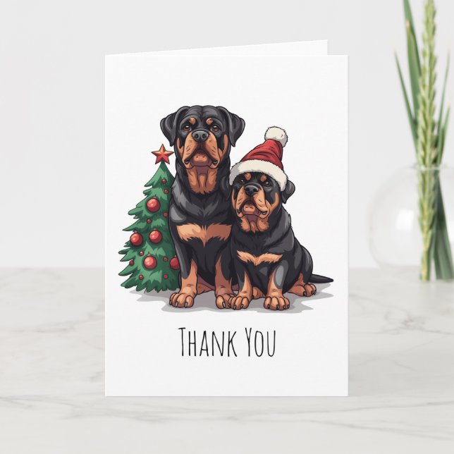 Merci Noël Rottweiler Chien Arbre de Noël (Devant)