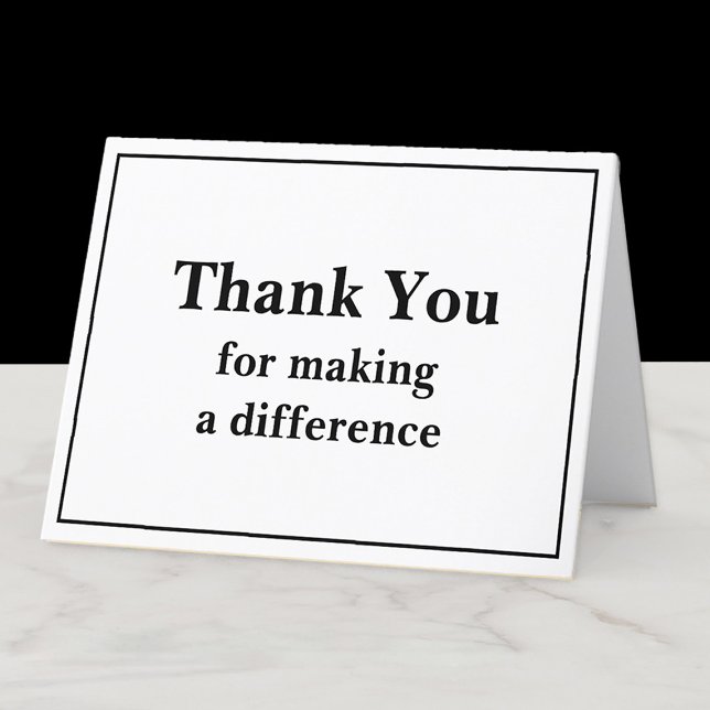 Merci noir blanc classique (Classic black and white "Thank you for making a difference" card. )