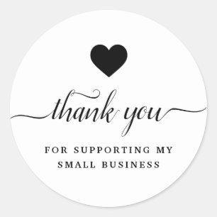 Merci noir blanc classique rond autocollant