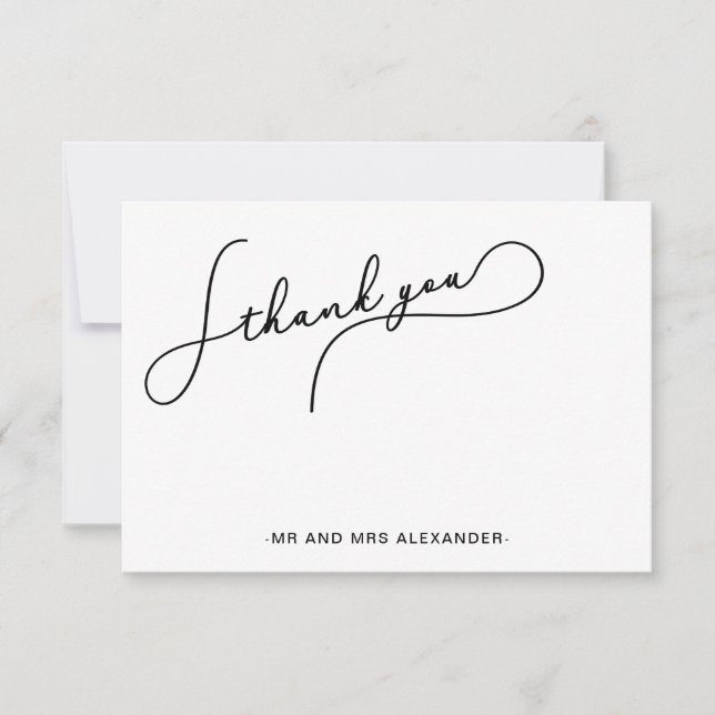 Merci noir et blanc à joli script moderne (Devant)