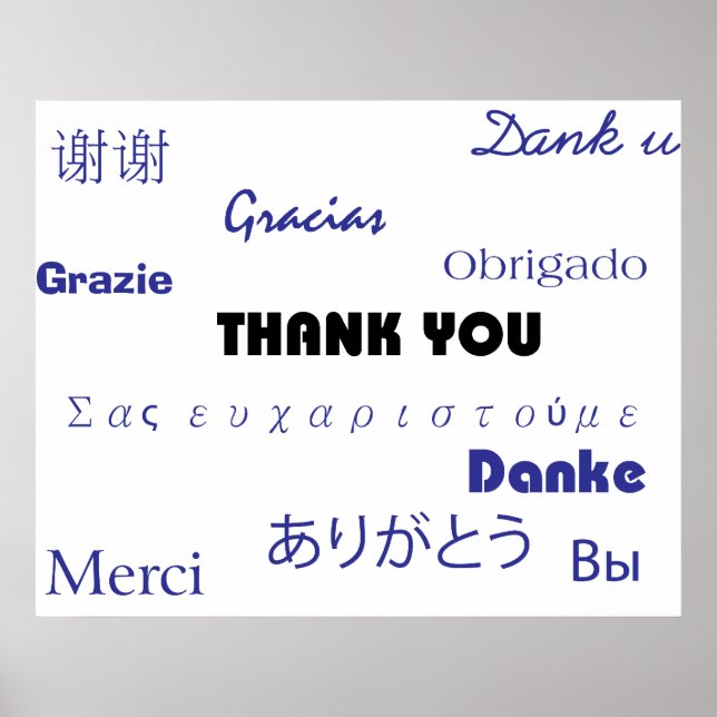 Merci (noir et bleu001) Impression (Devant)