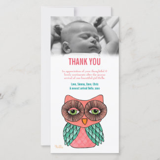 Merci Note Baby Owl Carte photo Modèle