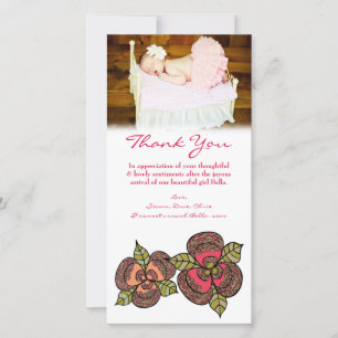 Merci Note Bébé Fille Carte photo Modèle