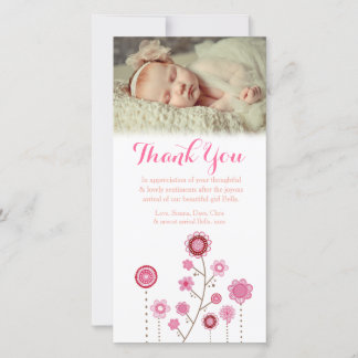 Merci Note Bébé Fille Carte photo Modèle