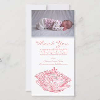 Merci Note Bébé Fille Carte photo Modèle