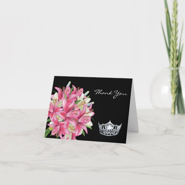 Merci Note Card-Crown & Lillies (Devant)